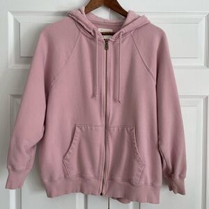 AEO Oversized Full Zip Hoodie Sweatshirt Blush Pink XS/Small